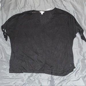 Black Tee with Tie Sleeves